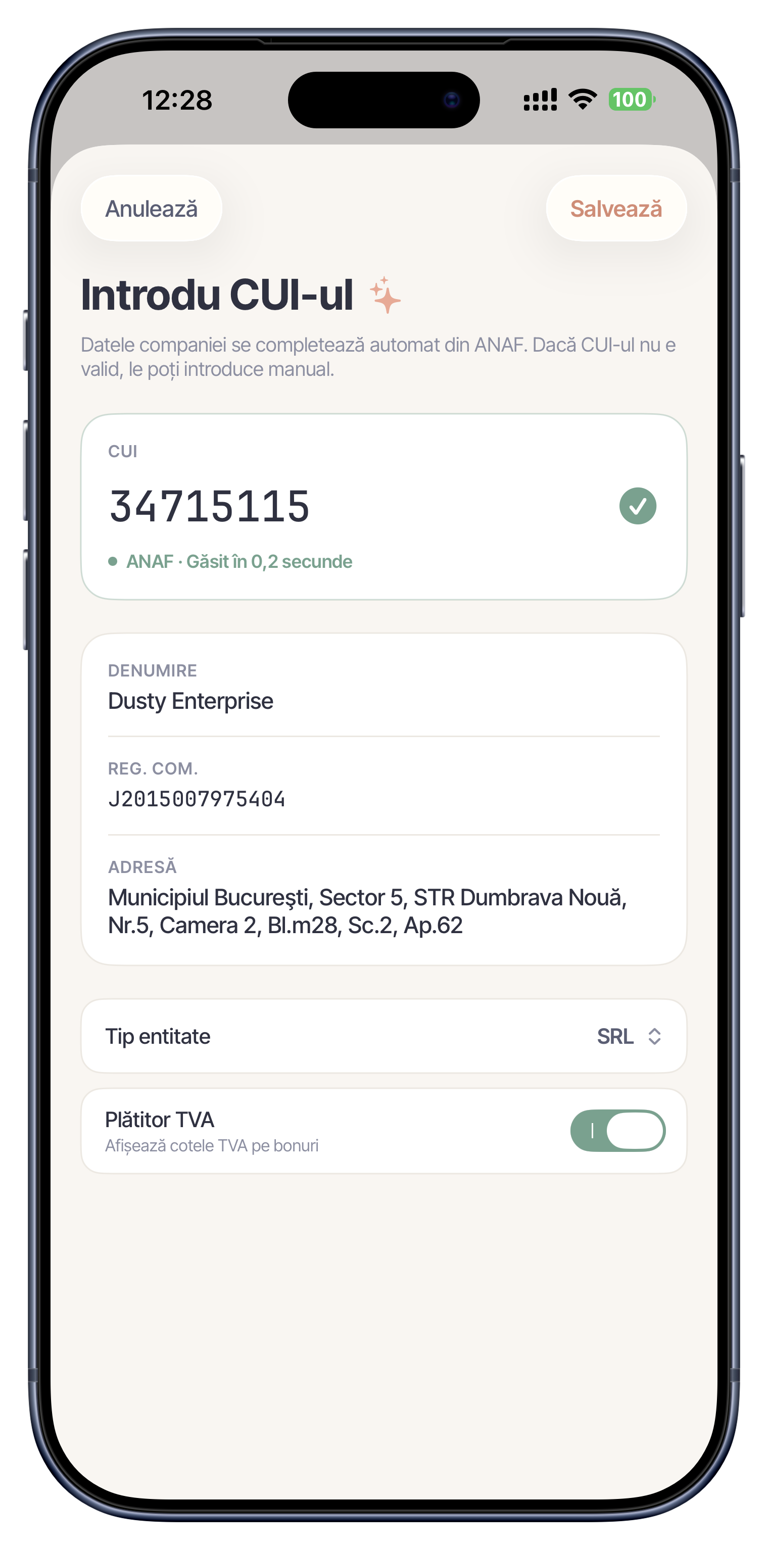 Kontiq - Client nou cu completare ANAF
