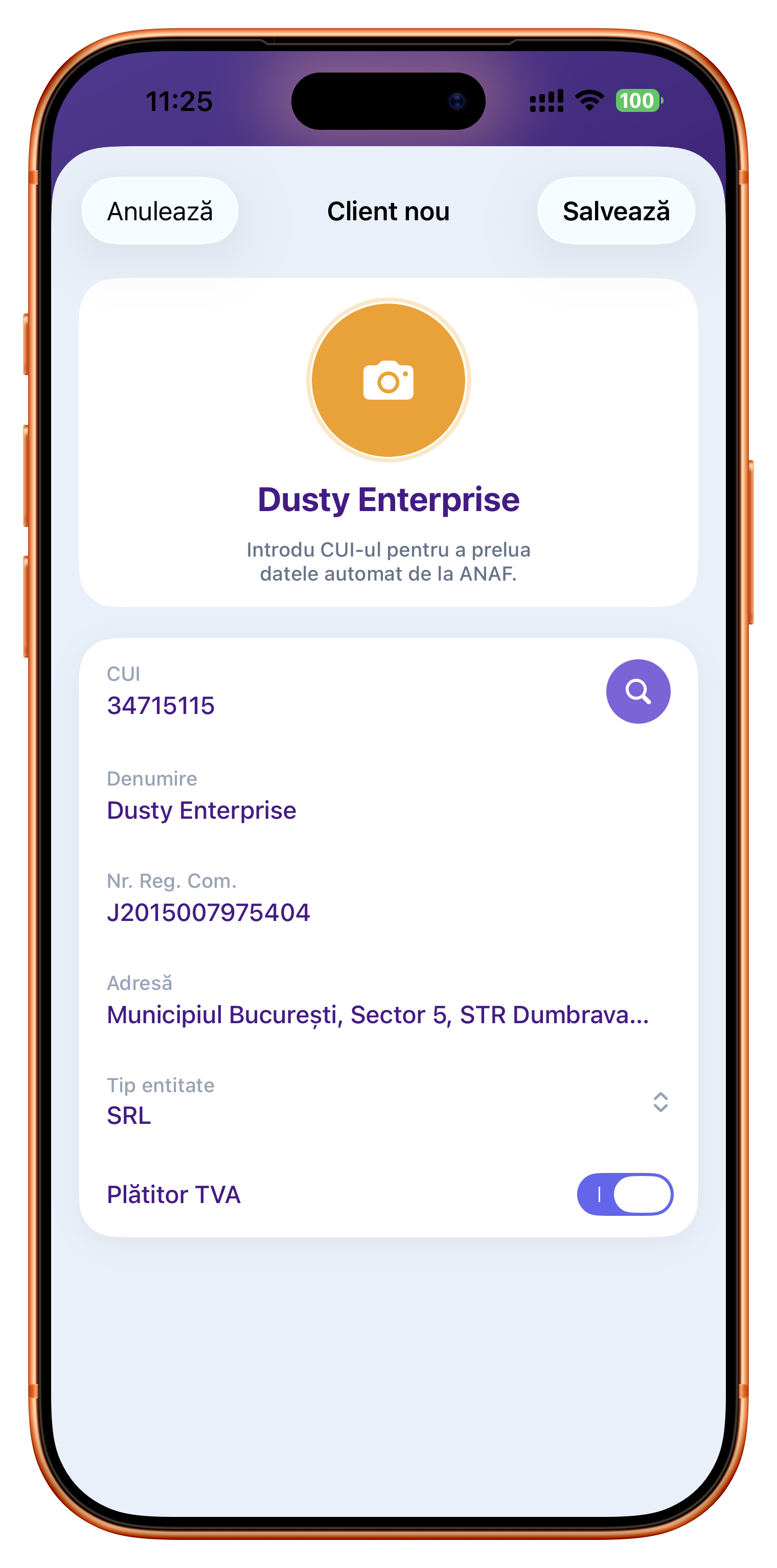 Kontiq - Client nou cu completare ANAF